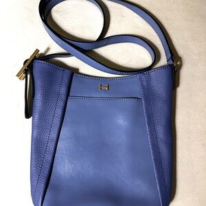 Halston periwinkle blue leather handbag